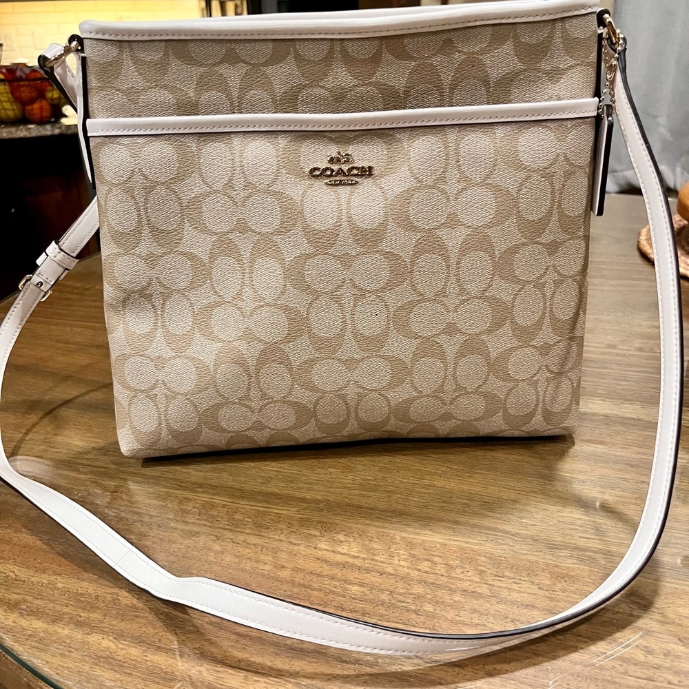 Coach White and Cream Crossbody Bag